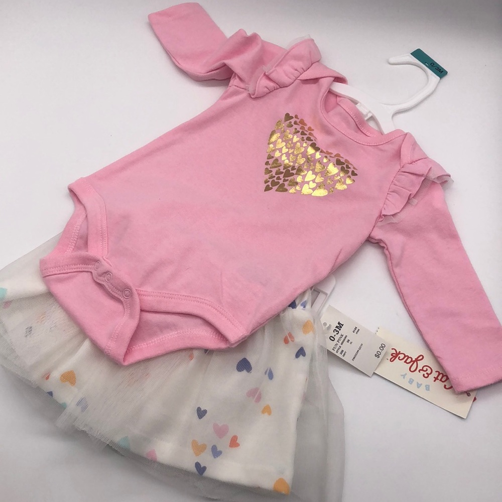 Pink onesie/heart tutu set
